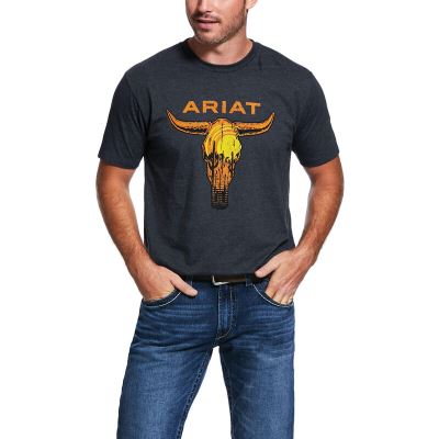 Ariat Longhorn - T Shirts Grijs Heren - 23722-700